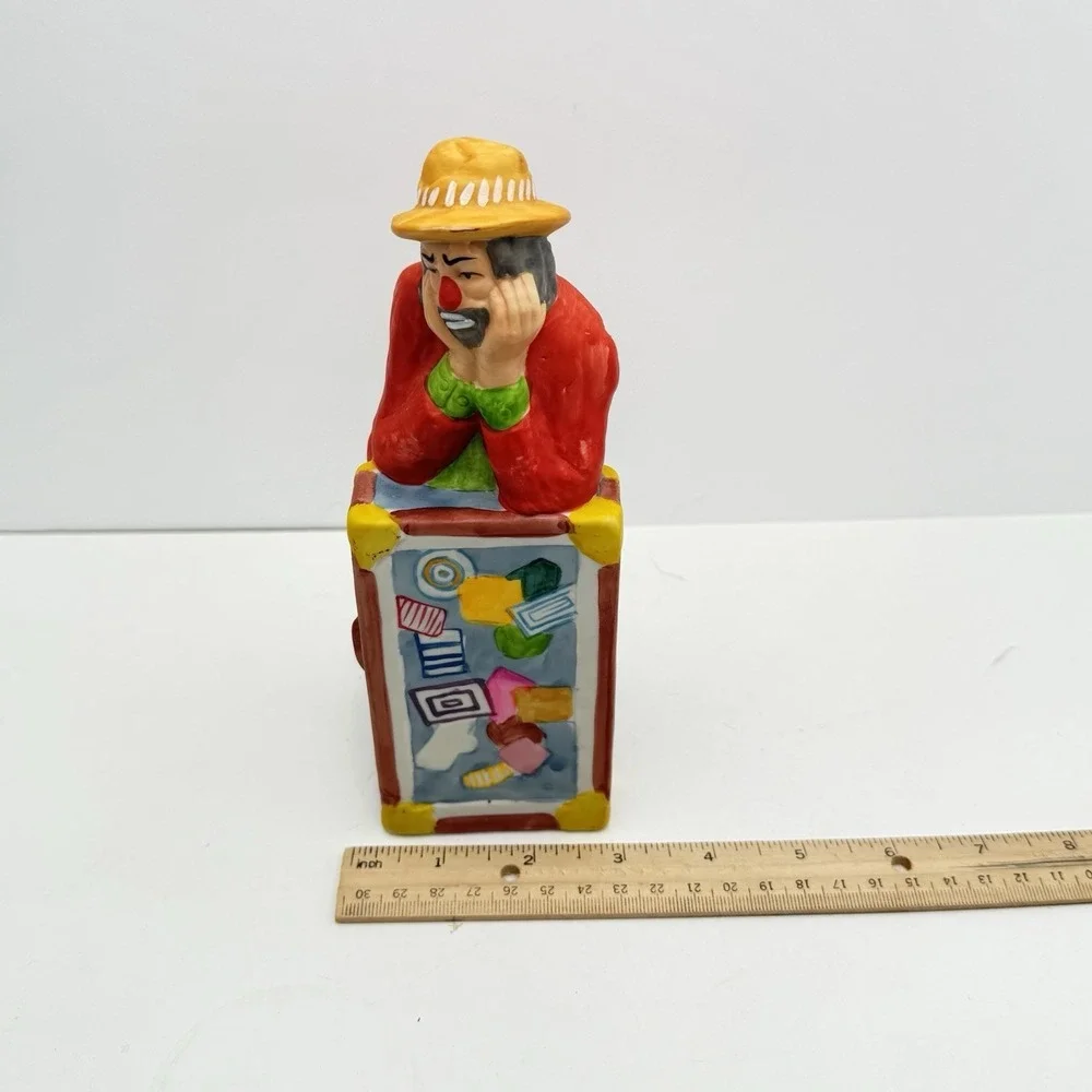 Vintage Emmett Kelly Jr. Sad Clown Figurine by Flambro Colorful Trunk 8